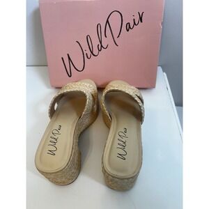Wild Pair Womens Nifty Woven Espadrille Wedge Platform Sandals Tan Sz 9 NIB‎